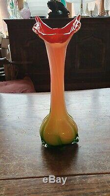 Vintage Murano Jack In The Pulpit Italian Art Glass Vase Twisted Calla Lily