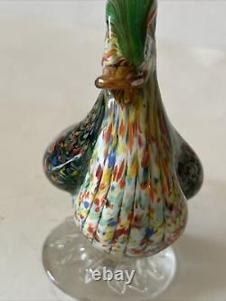 Vintage Murano La Tour d'Argent Multicolored Glass Duck 6.5L Signed
