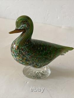 Vintage Murano La Tour d'Argent Multicolored Glass Duck 7L Signed