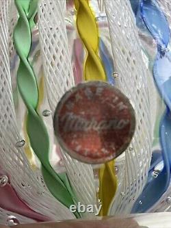 Vintage Murano Label Sticker Zanfirico Latticino Glass Paperweight Twist Ribbon