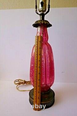 Vintage Murano Lamp Deep Pink Silver Flecks