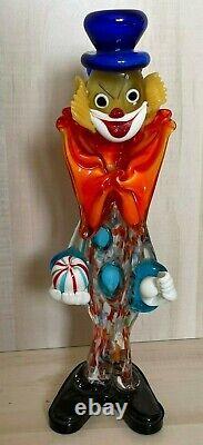 Vintage Murano Large Art Glass Clown Large Italy