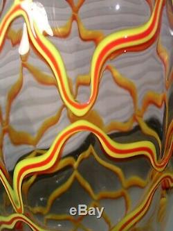 Vintage Murano Large Art Glass Vase Abstract Net Design