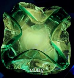 Vintage Murano Large Glass Art Folded Aqua Blue 5lb Eye Stopper