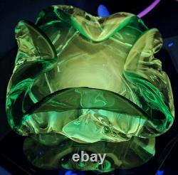 Vintage Murano Large Glass Art Folded Aqua Blue 5lb Eye Stopper