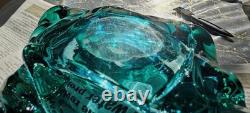 Vintage Murano Large Glass Art Folded Aqua Blue 5lb Eye Stopper