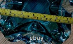 Vintage Murano Large Glass Art Folded Aqua Blue 5lb Eye Stopper