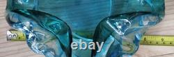 Vintage Murano Large Glass Art Folded Aqua Blue 5lb Eye Stopper