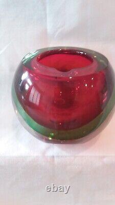 Vintage Murano Large Orb Art Glass Ash Tray Bowl Planter Display Dish