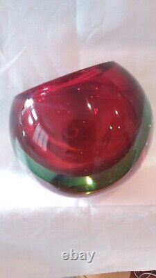 Vintage Murano Large Orb Art Glass Ash Tray Bowl Planter Display Dish