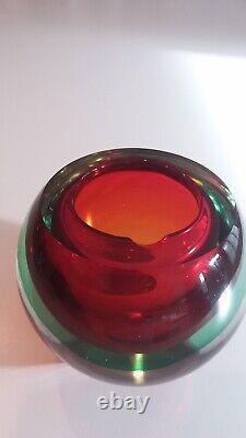 Vintage Murano Large Orb Art Glass Ash Tray Bowl Planter Display Dish