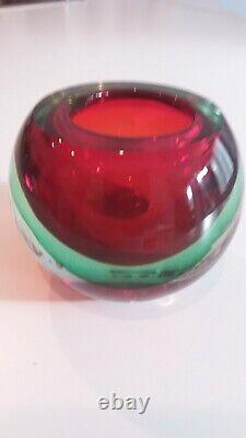 Vintage Murano Large Orb Art Glass Ash Tray Bowl Planter Display Dish