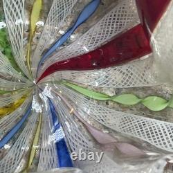 Vintage Murano Latticino Art Glass Small Colorful Candy Dish