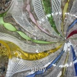Vintage Murano Latticino Art Glass Small Colorful Candy Dish