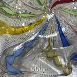 Vintage Murano Latticino Art Glass Small Colorful Candy Dish