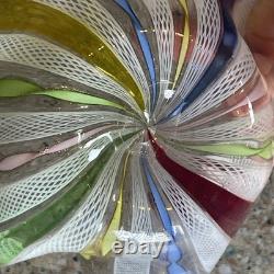 Vintage Murano Latticino Art Glass Small Colorful Candy Dish