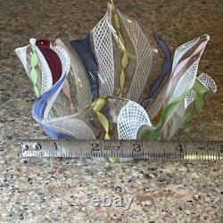 Vintage Murano Latticino Art Glass Small Colorful Candy Dish