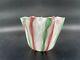 Vintage Murano Latticino Art Satin Glass Ribbon Handkerchief Vase Venetian MCM