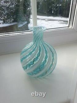 Vintage Murano Latticino Filigrano Art Glass Vase C1960's