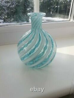Vintage Murano Latticino Filigrano Art Glass Vase C1960's