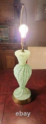 Vintage Murano Latticino Glass Interlaced Ribbon Lamp Great CONDITION