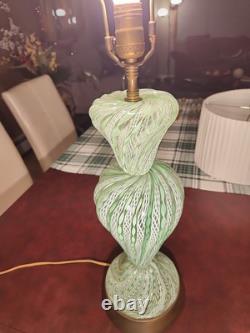 Vintage Murano Latticino Glass Interlaced Ribbon Lamp Great CONDITION