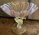 Vintage Murano Latticino Pink Ribbon Aventurine Compote