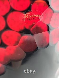 Vintage Murano Lava Glass Vase Italian Art Red Black Label 10T