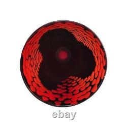 Vintage Murano Lava Glass Vase Italian Art Red Black Label 10T