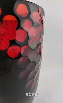 Vintage Murano Lava Glass Vase Italian Art Red Black Label 10T