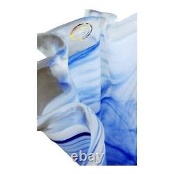 Vintage Murano Lavorazione Arte Large Blue White Swirl Art Glass Vase 15.5 Inch