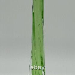 Vintage Murano Like Geometric Elephant Foot Green Cased Italian Glass Bud Vase