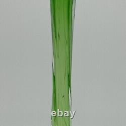 Vintage Murano Like Geometric Elephant Foot Green Cased Italian Glass Bud Vase