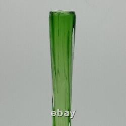 Vintage Murano Like Geometric Elephant Foot Green Cased Italian Glass Bud Vase