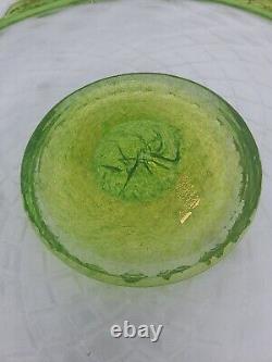 Vintage Murano Lime Green Gold Infused Pink Rosettes Optic Low Cake Stand