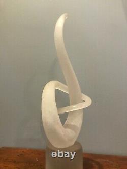 Vintage Murano Love Knot Glass Sculpture Abstract White Frosted Glass