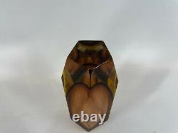 Vintage Murano Mandruzzato Crystal Amber Faceted HEAVY Glass 8 Flower Bud Vase