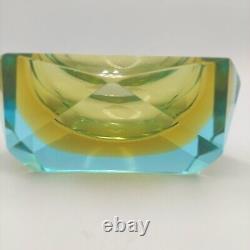 Vintage Murano Mandruzzato Faceted Sommerso Art Glass Block Italy Bowl STUNNING
