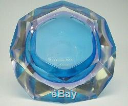 Vintage Murano Mandruzzato faceted geometric sommerso glass geode block bowl