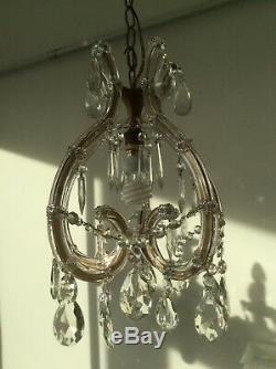 Vintage Murano Marie Therese Glass Covered French Crystal Cage Chandelier, 1950s