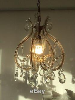 Vintage Murano Marie Therese Glass Covered French Crystal Cage Chandelier, 1950s