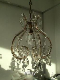 Vintage Murano Marie Therese Glass Covered French Crystal Cage Chandelier, 1950s