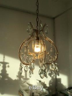 Vintage Murano Marie Therese Glass Covered French Crystal Cage Chandelier, 1950s