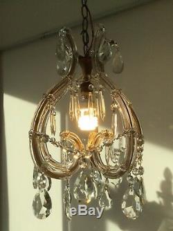 Vintage Murano Marie Therese Glass Covered French Crystal Cage Chandelier, 1950s