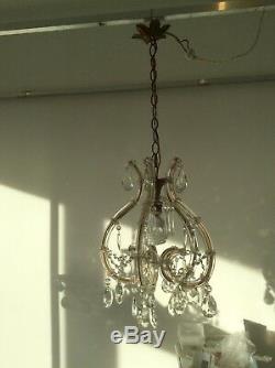 Vintage Murano Marie Therese Glass Covered French Crystal Cage Chandelier, 1950s