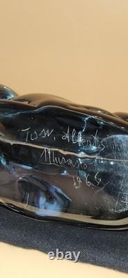 Vintage Murano Master Alberto Tosi Signed/ Dated (1966) Large Blue Glass Sheep
