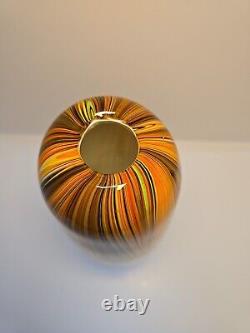 Vintage Murano Mid Century Modern Orange Yellow Multicolored Blown Glass Vase