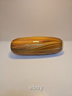 Vintage Murano Mid Century Modern Orange Yellow Multicolored Blown Glass Vase