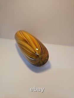 Vintage Murano Mid Century Modern Orange Yellow Multicolored Blown Glass Vase