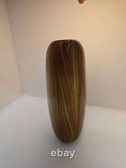 Vintage Murano Mid Century Modern Orange Yellow Multicolored Blown Glass Vase